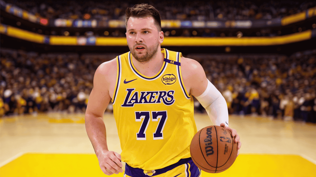 Luka Dončić in Lakers uniform in a Los Angeles Lakers game in the 2024-25 playoffs
