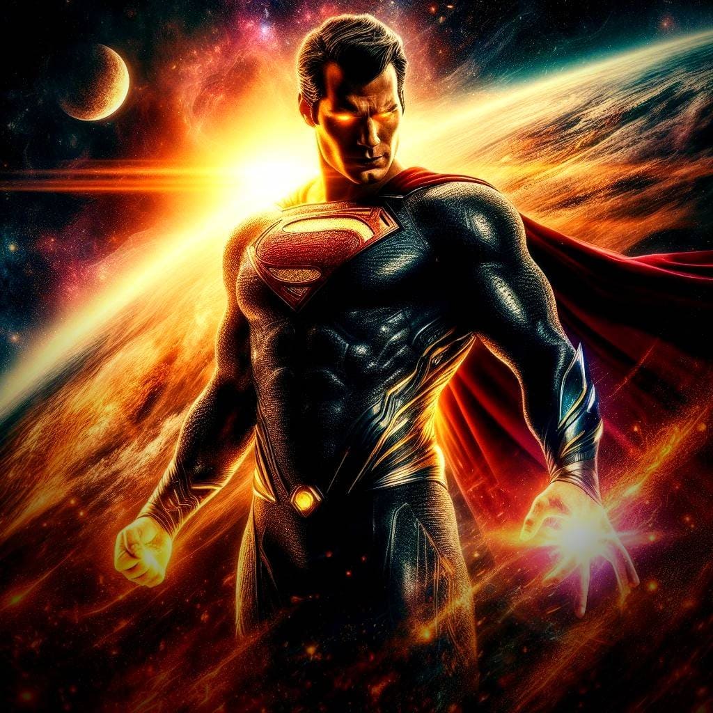 "Superman" (2025) Set for Digital Debut on August 26 Ahead of HBO Max Streaming 2 Superman in a futuristic suit, glowing with energy, standing heroically against a vibrant cosmic background with planets and fiery light.