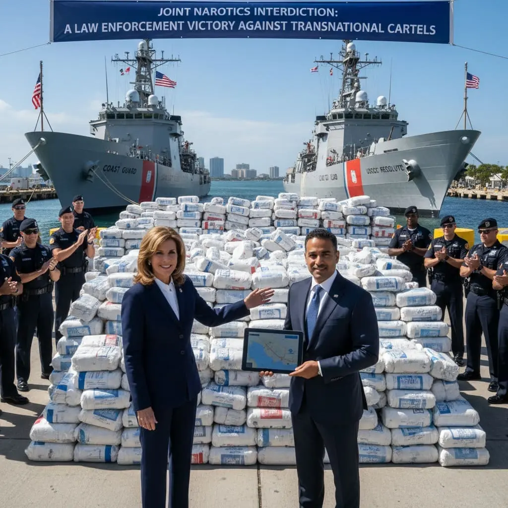 Pam Bondi and Kash Patel at a drug bust press conference
