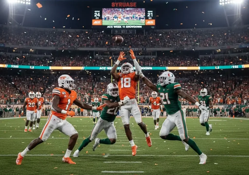 Syracuse Orange and Miami Hurricanes face off at Hard Rock Stadium during Week 11.