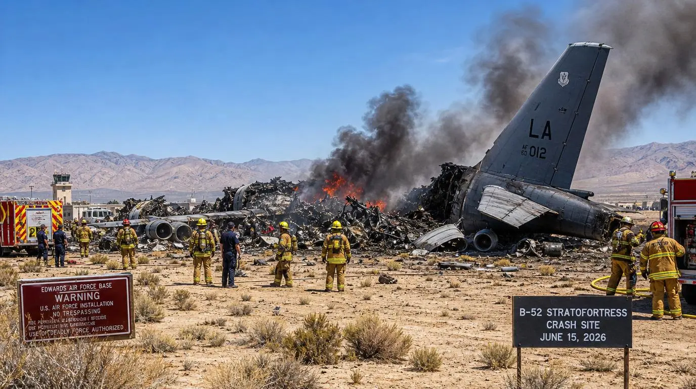 B-52 bomber crash Edwards Air Force Base 2026 8 dead California Mojave Desert