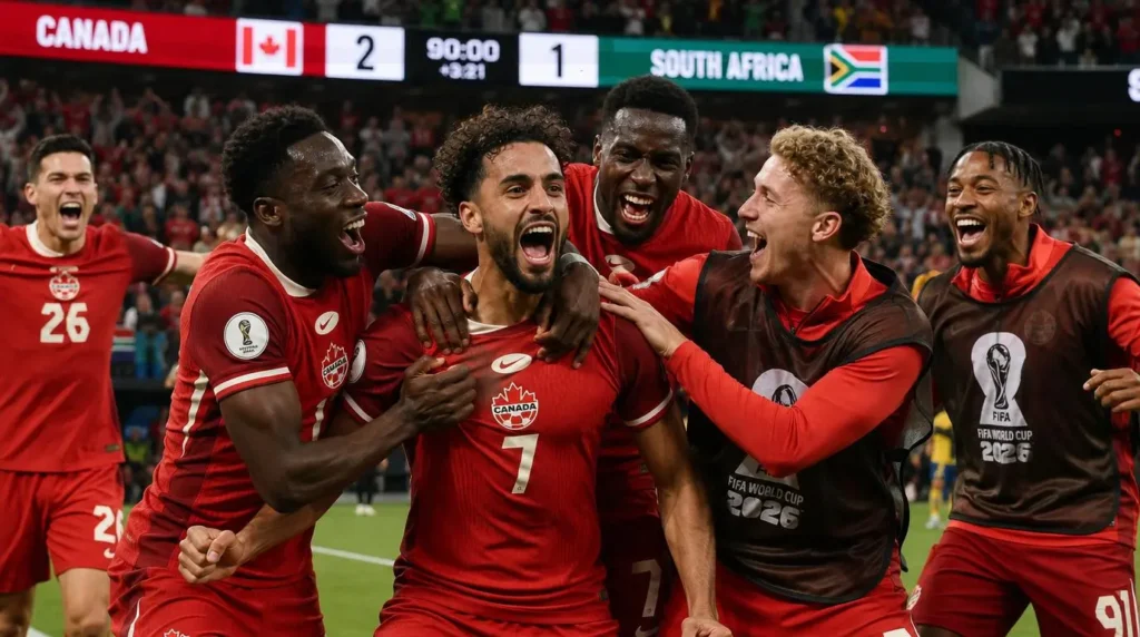 Canada South Africa World Cup 2026 Eustaquio goal SoFi Stadium round of 32
