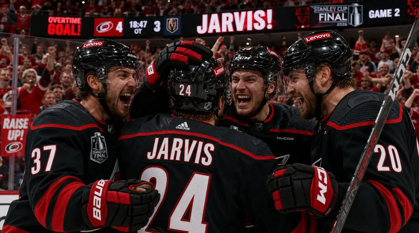 Stanley Cup Final 2026 Carolina Hurricanes Vegas Golden Knights Game 2 overtime